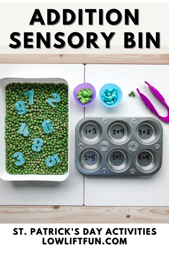 BEST St. Patricks Day Activities for Preschoolers: addition sensory bin