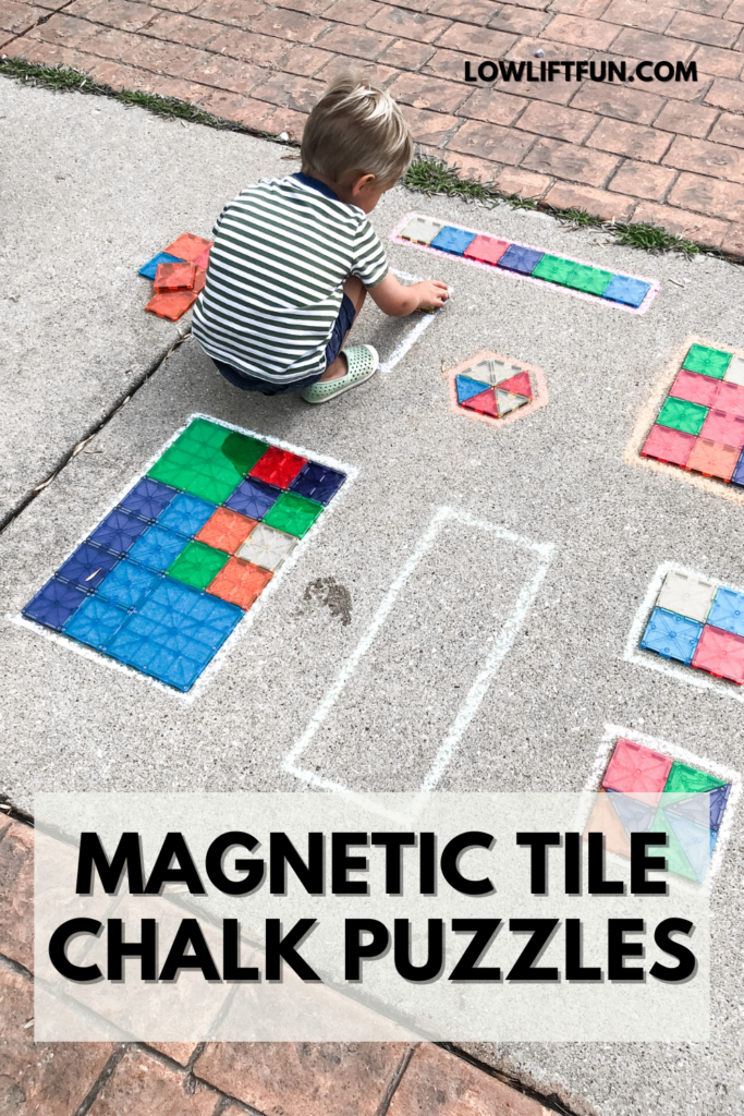 55 BEST Outdoor Activities for Kids: Magnetic Tile Chalk Puzzles