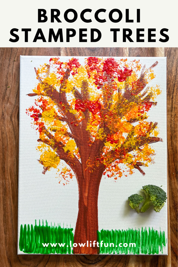 November Crafts for Kids - broccoli stamped trees