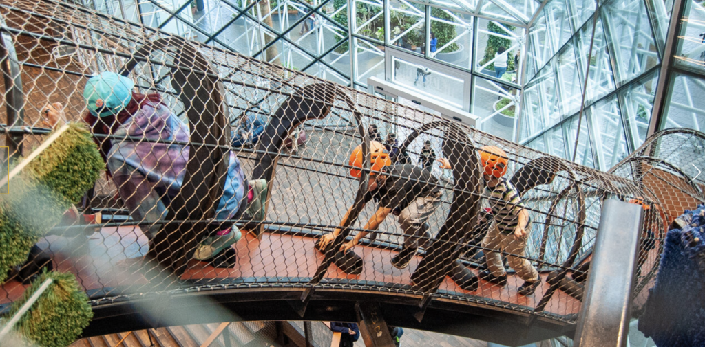 Navy Pier Children's Museum - Navy Pier with Kids (cloud buster climbing structure with kids climbing in helmets)