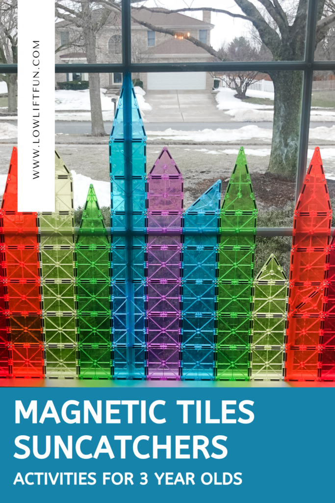 Activities to do with 3 year olds - magnetic tile sun catchers