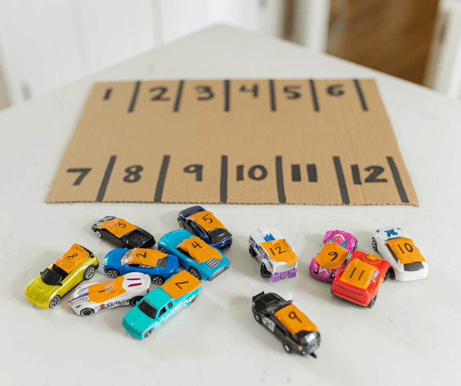 Math Activity for Preschoolers - cardboard parking lot
