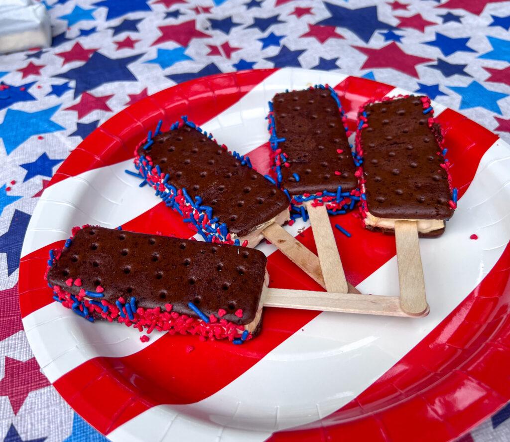 DIY dessert - ice cream sandwiches on a stick!