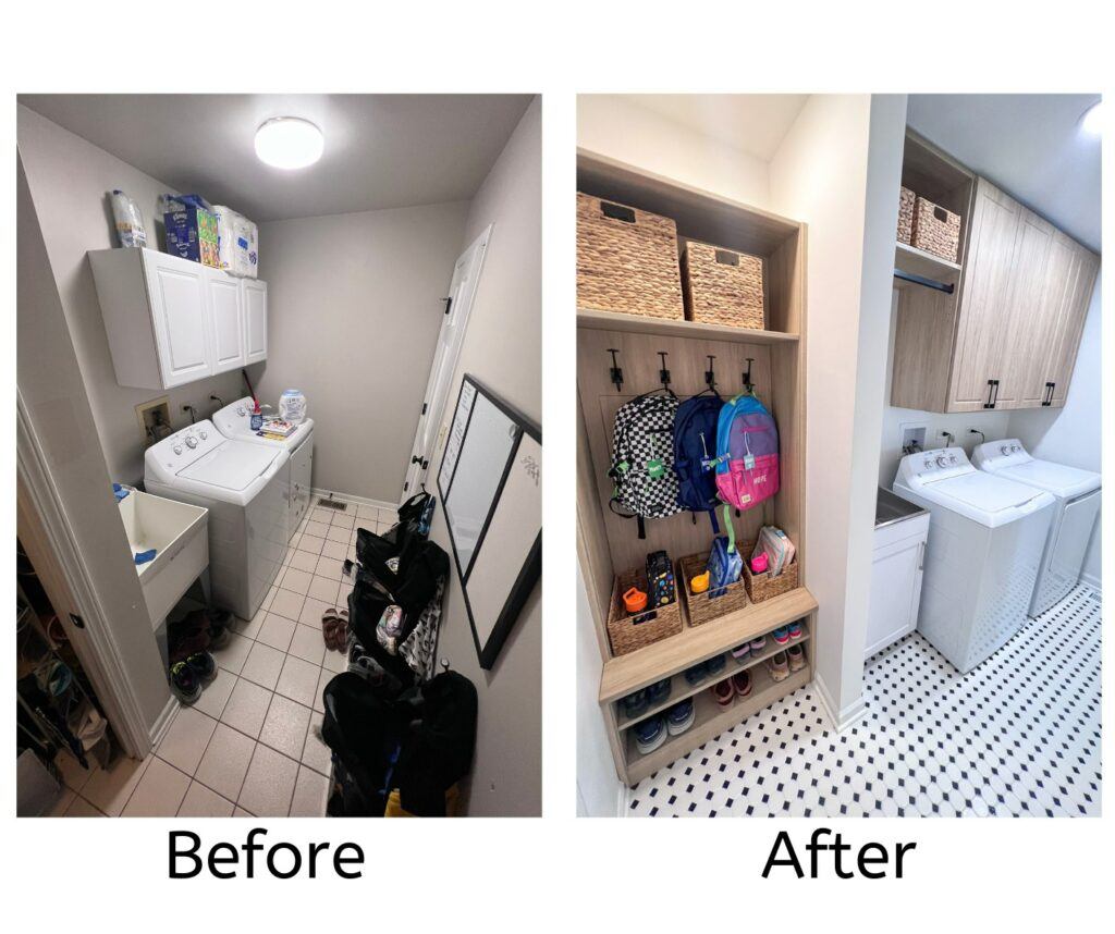 Laundry room before and after - Inspired Closets Chicago